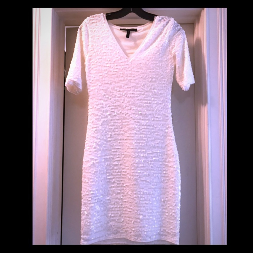 BCBG white sequined dress